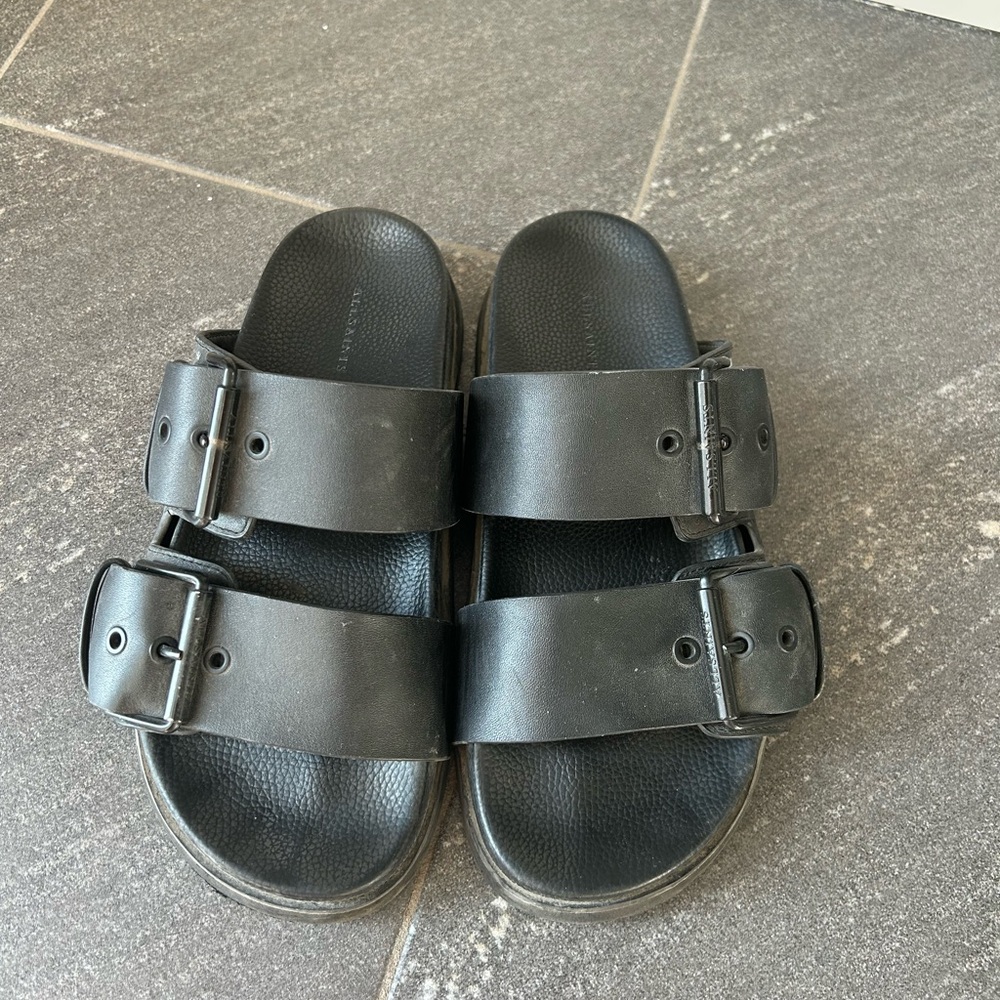 All Saints Black Double-Strap Sandals “sian”